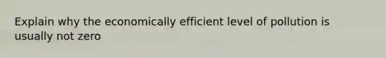 Explain why the economically efficient level of pollution is usually not zero