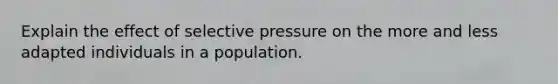 Explain the effect of selective pressure on the more and less adapted individuals in a population.