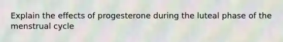 Explain the effects of progesterone during the luteal phase of the menstrual cycle