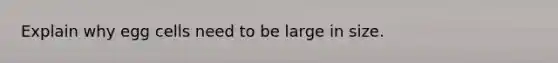 Explain why egg cells need to be large in size.