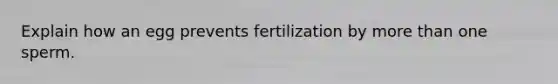 Explain how an egg prevents fertilization by <a href='https://www.questionai.com/knowledge/keWHlEPx42-more-than' class='anchor-knowledge'>more than</a> one sperm.