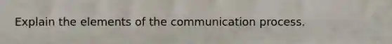 Explain the elements of the communication process.