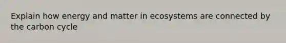 Explain how energy and matter in ecosystems are connected by the carbon cycle