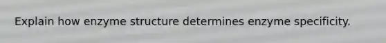 Explain how enzyme structure determines enzyme specificity.