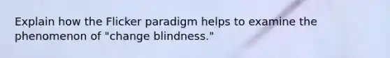 Explain how the Flicker paradigm helps to examine the phenomenon of "change blindness."