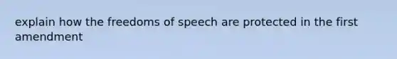 explain how the freedoms of speech are protected in the first amendment