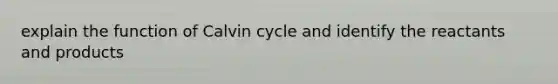 explain the function of Calvin cycle and identify the reactants and products