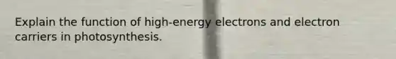 Explain the function of high-energy electrons and electron carriers in photosynthesis.