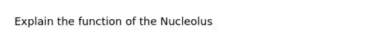 Explain the function of the Nucleolus