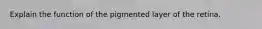 Explain the function of the pigmented layer of the retina.