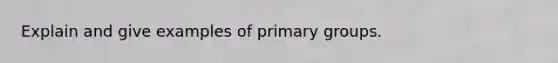 Explain and give examples of primary groups.