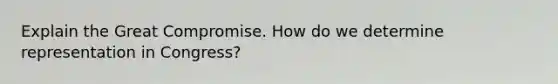 Explain the Great Compromise. How do we determine representation in Congress?