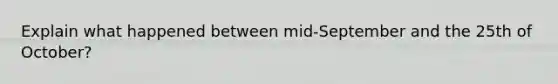 Explain what happened between mid-September and the 25th of October?