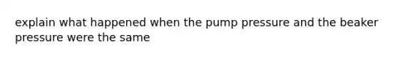 explain what happened when the pump pressure and the beaker pressure were the same