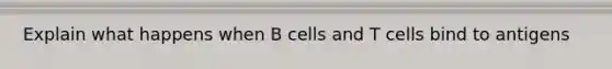 Explain what happens when B cells and T cells bind to antigens