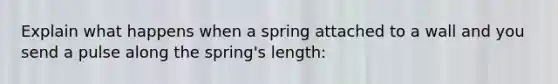 Explain what happens when a spring attached to a wall and you send a pulse along the spring's length: