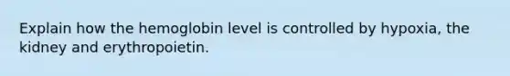 Explain how the hemoglobin level is controlled by hypoxia, the kidney and erythropoietin.