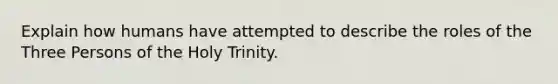 Explain how humans have attempted to describe the roles of the Three Persons of the Holy Trinity.