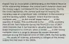 Explain how an incomplete understanding at the Federal Reserve of the relationship between the central bank's balance sheet and the money supply contributed to the Great Depression. During the Great Depression, the central bank was increasing the monetary base at a significant rate. Conditions in the economy and the banking system, however, meant that the money multiplier was ____, so the overall impact was a ____ in the quantity of money. This contributed to the ____ of the economy. How did the Fed's behavior during the financial crisis of 2007-2009 illustrate that it had learned a valuable lesson from the Great Depression? In contrast, when a similar ____ in the money multiplier (due to a surge in demand for excess reserves) emerged during the financial crisis of 2007-2009, the Fed rapidly ____ the supply of reserves, preventing a collapse of the money supply like that seen in the 1930s.