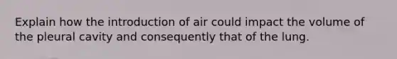 Explain how the introduction of air could impact the volume of the pleural cavity and consequently that of the lung.