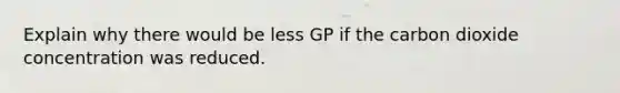 Explain why there would be less GP if the carbon dioxide concentration was reduced.