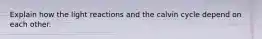 Explain how the light reactions and the calvin cycle depend on each other.