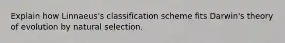 Explain how Linnaeus's classification scheme fits Darwin's theory of evolution by natural selection.