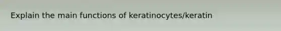 Explain the main functions of keratinocytes/keratin