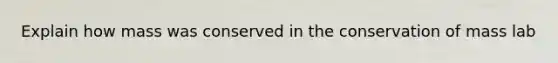 Explain how mass was conserved in the conservation of mass lab