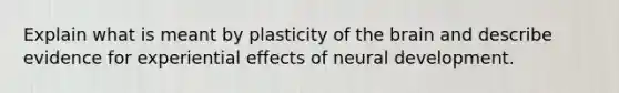 Explain what is meant by plasticity of the brain and describe evidence for experiential effects of neural development.