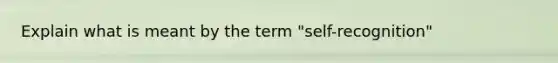 Explain what is meant by the term "self-recognition"