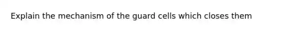 Explain the mechanism of the guard cells which closes them