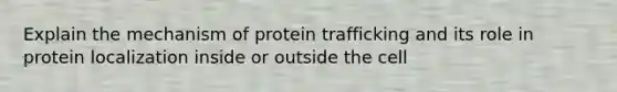 Explain the mechanism of protein trafficking and its role in protein localization inside or outside the cell