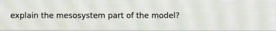 explain the mesosystem part of the model?