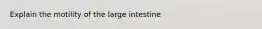 Explain the motility of the large intestine