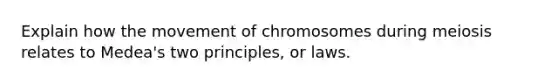 Explain how the movement of chromosomes during meiosis relates to Medea's two principles, or laws.