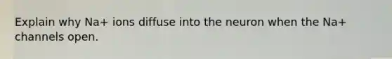 Explain why Na+ ions diffuse into the neuron when the Na+ channels open.