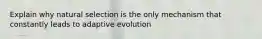 Explain why natural selection is the only mechanism that constantly leads to adaptive evolution