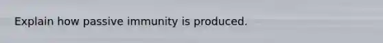 Explain how passive immunity is produced.