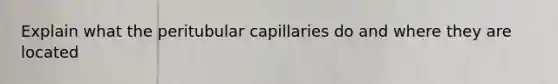 Explain what the peritubular capillaries do and where they are located