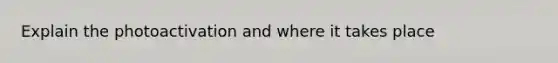 Explain the photoactivation and where it takes place