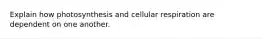 Explain how photosynthesis and cellular respiration are dependent on one another.