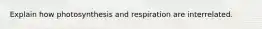 Explain how photosynthesis and respiration are interrelated.