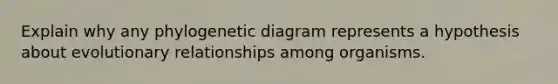 Explain why any phylogenetic diagram represents a hypothesis about evolutionary relationships among organisms.