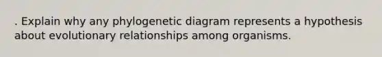 . Explain why any phylogenetic diagram represents a hypothesis about evolutionary relationships among organisms.