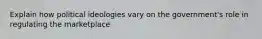 Explain how political ideologies vary on the government's role in regulating the marketplace