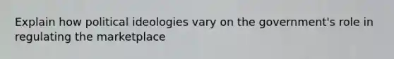 Explain how political ideologies vary on the government's role in regulating the marketplace