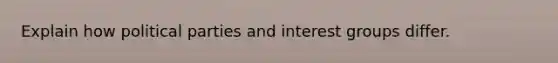 Explain how political parties and interest groups differ.