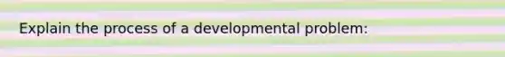 Explain the process of a developmental problem: