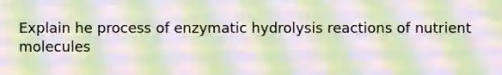 Explain he process of enzymatic hydrolysis reactions of nutrient molecules